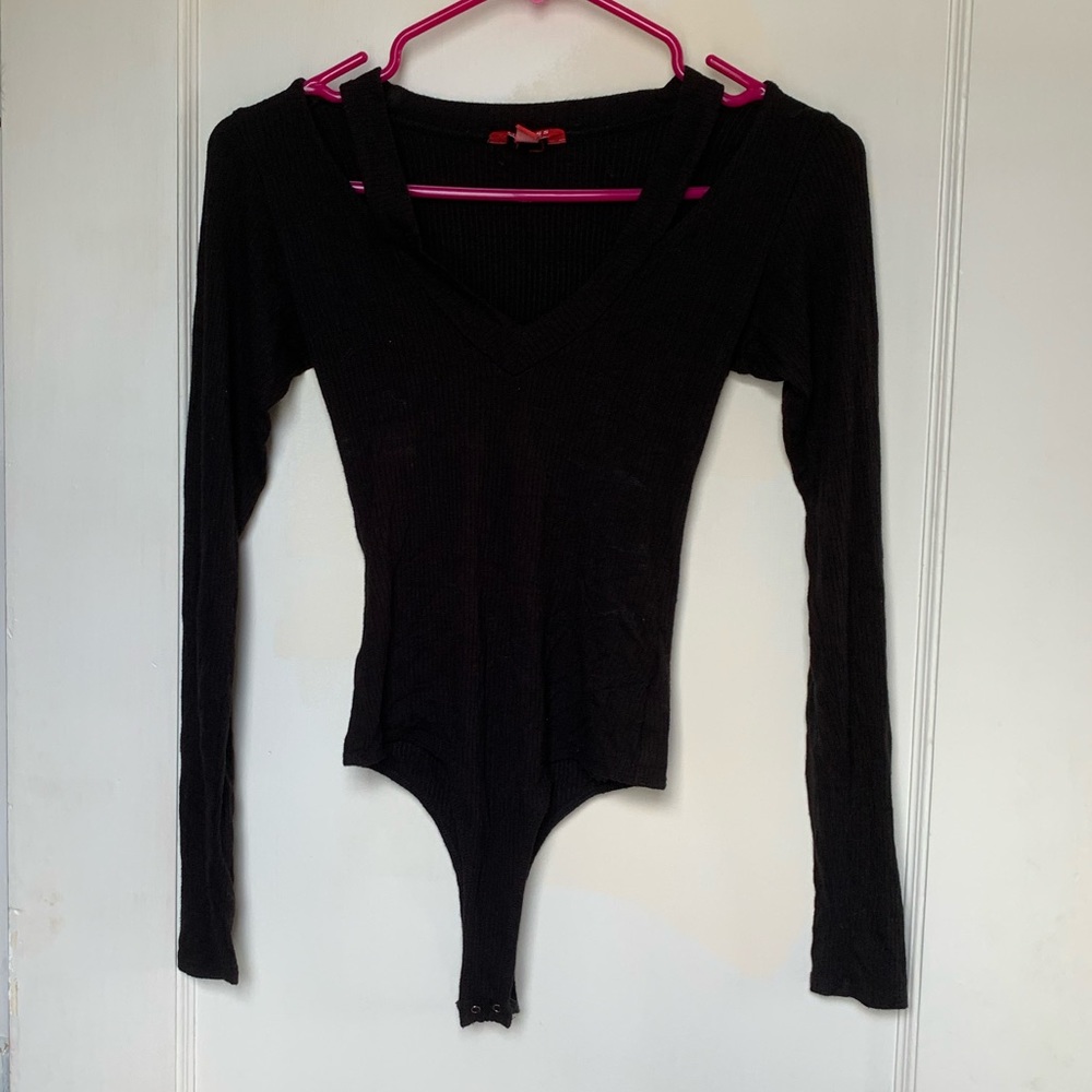 Guess Black V-Neck Bodysuit